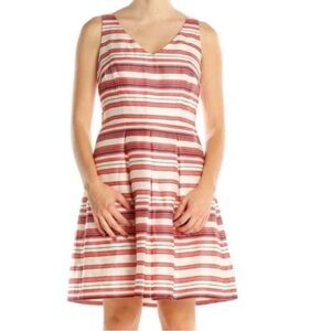 Ann Taylor Pink Striped V-neck A-line Dress
